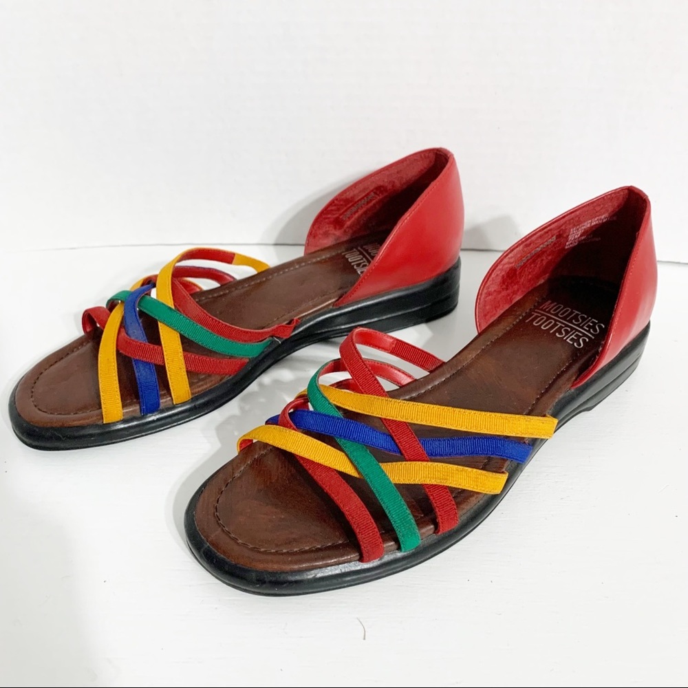 Vintage Mootsies Tootsies Huarache Rainbow Sandal